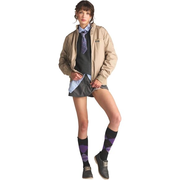 🆕Women’s Classic Iconic Racer Jacket Khaki Polyester Stylish Trendy Casual - Picture 3 of 7